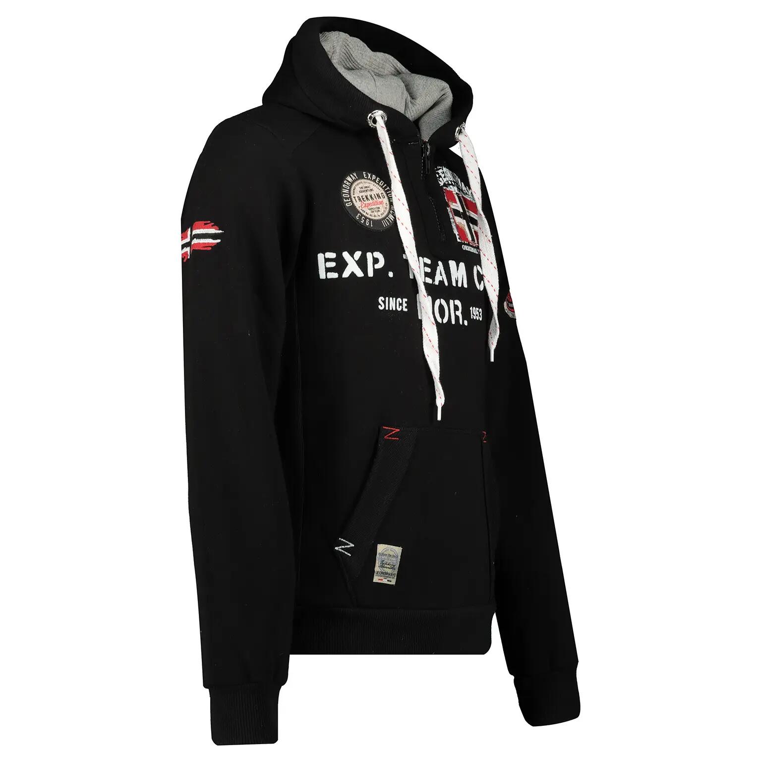 Herren Sweatshirt für Bergwandern, Kapuze, Reißverschluss, rot/schwarz 4/4