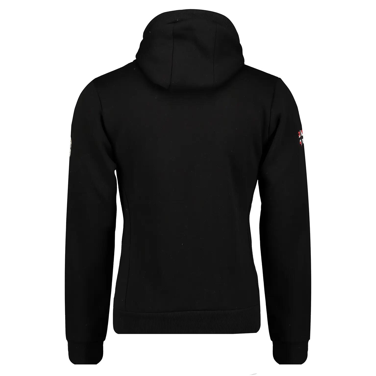 Herren Sweatshirt für Bergwandern, Kapuze, Reißverschluss, rot/schwarz 3/4