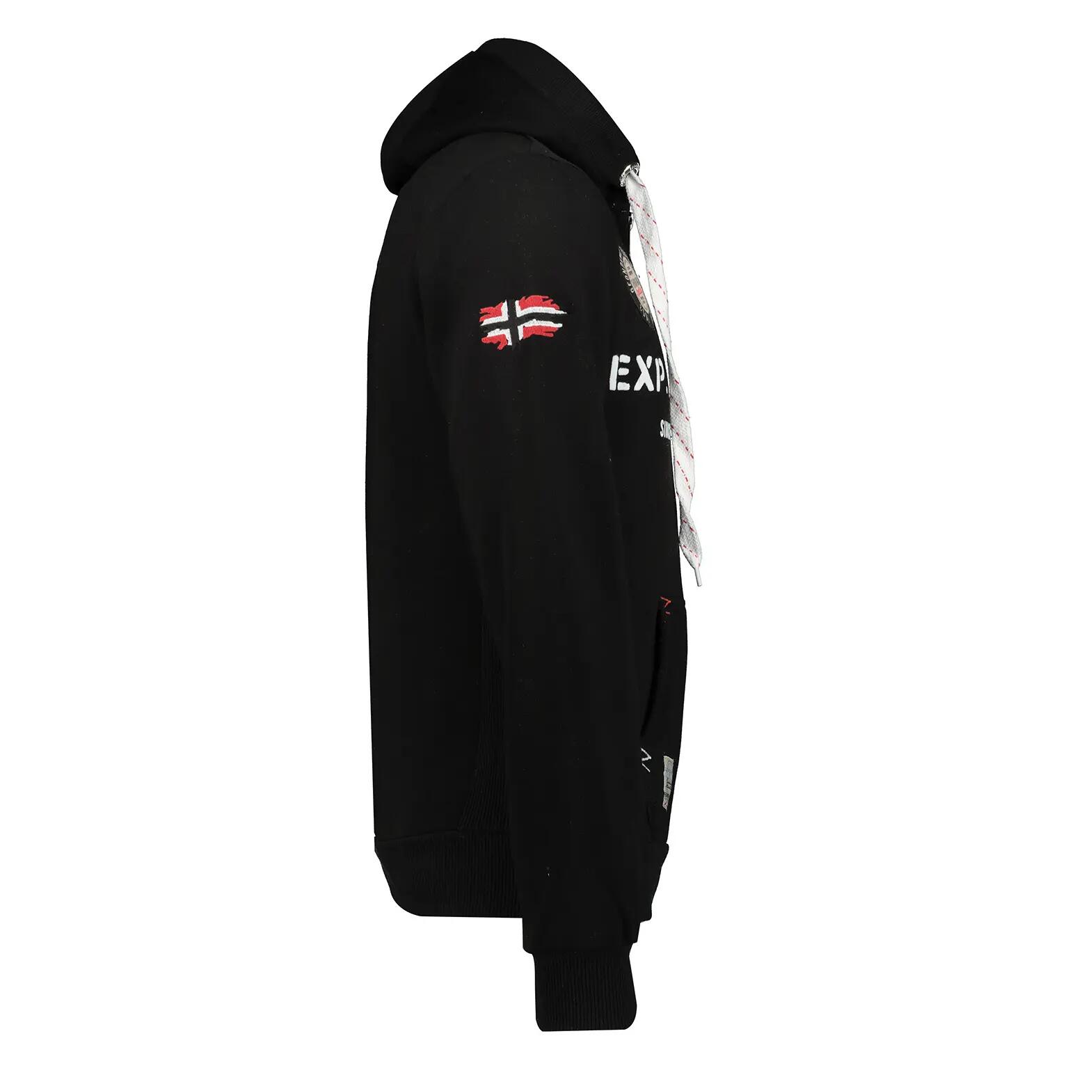 Herren Sweatshirt für Bergwandern, Kapuze, Reißverschluss, rot/schwarz 2/4