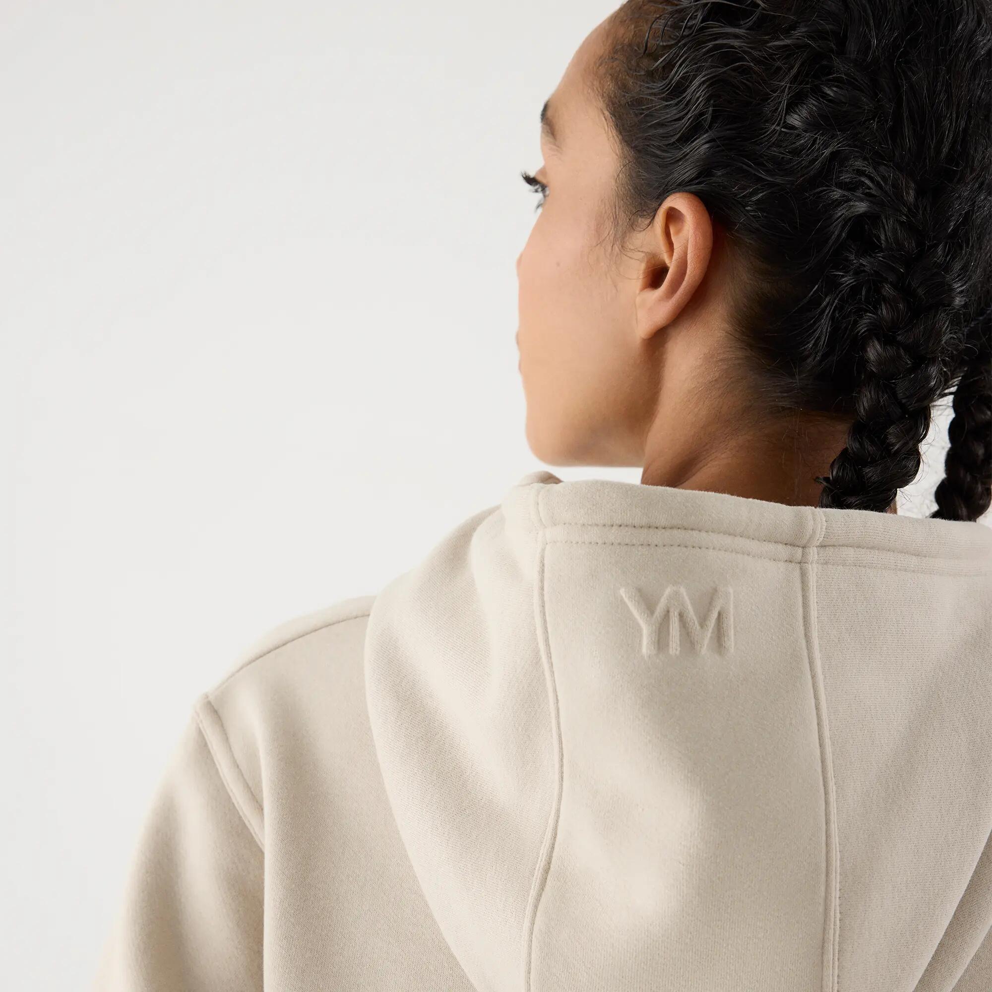 Sweat à capuche sport femme beige molletonné 6/6