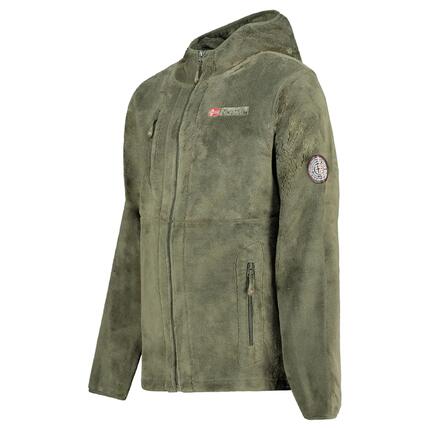 Veste polaire homme verte capuche et poches zippées