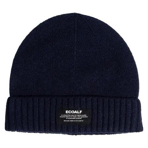 Gorro Azul Marino Sierra Wool Beanie Deep Navy Elástico de Lana Reciclada 3/4