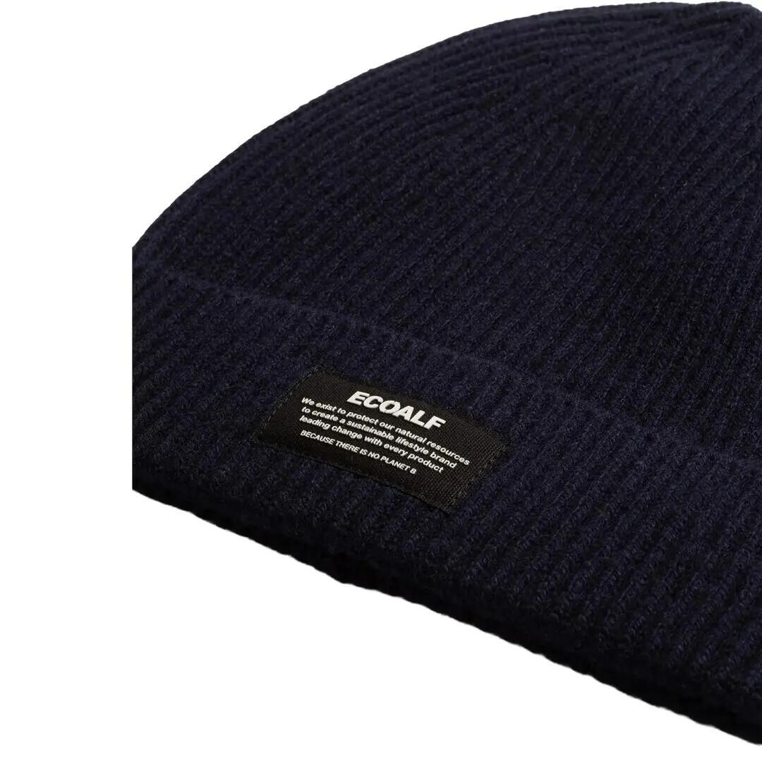 Gorro Azul Marino Sierra Wool Beanie Deep Navy Elástico de Lana Reciclada 2/4