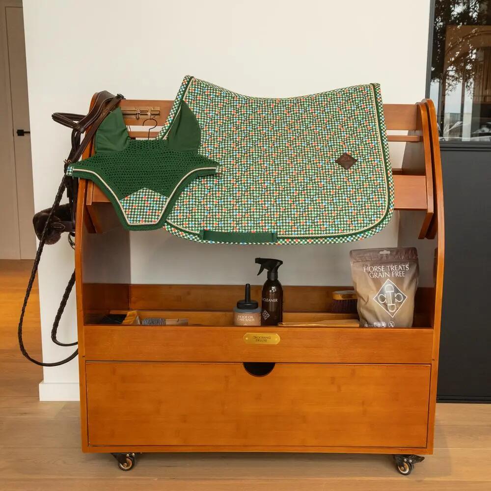 Zadeldoek velvet horse pied de poule donkergroen colorfull jumping 5/5