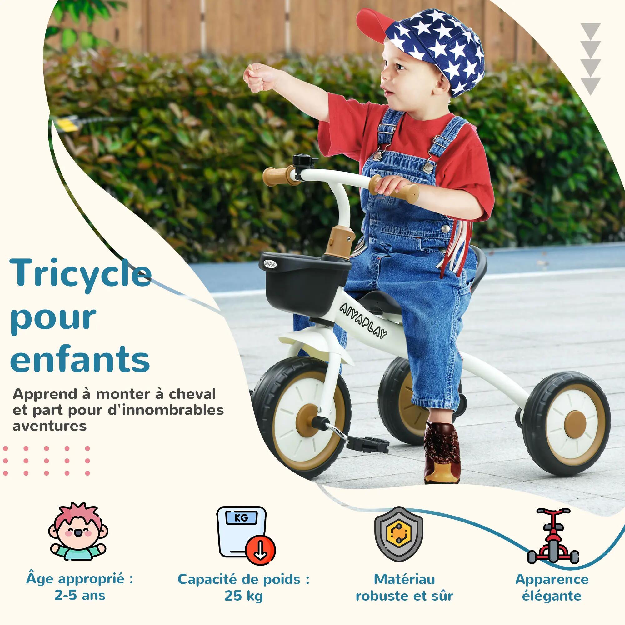 Tricycle enfant multi-équipé siège réglable métal 4/5