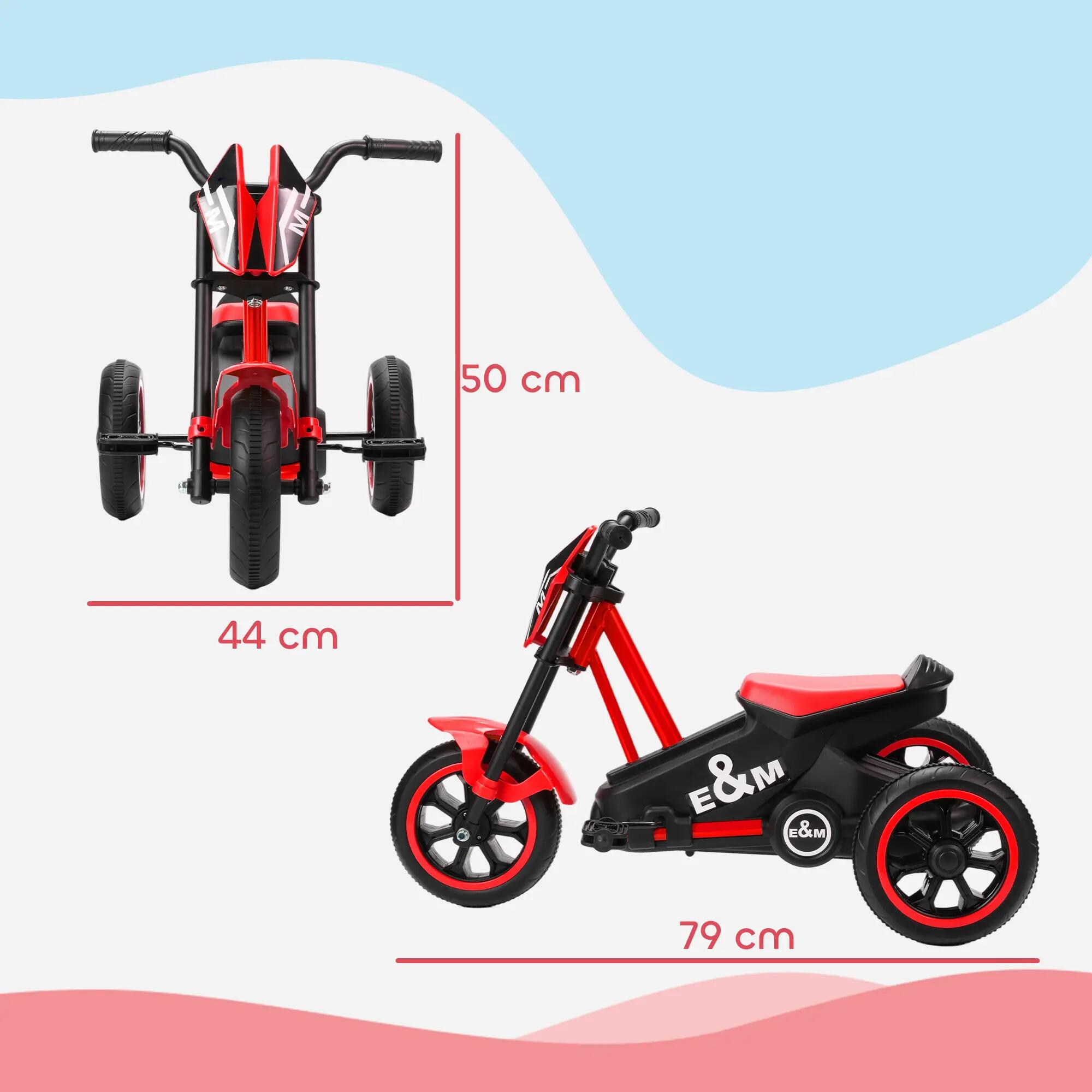 Tricycle enfant moto roues dia. 21,5 cm rouge noir 3/5