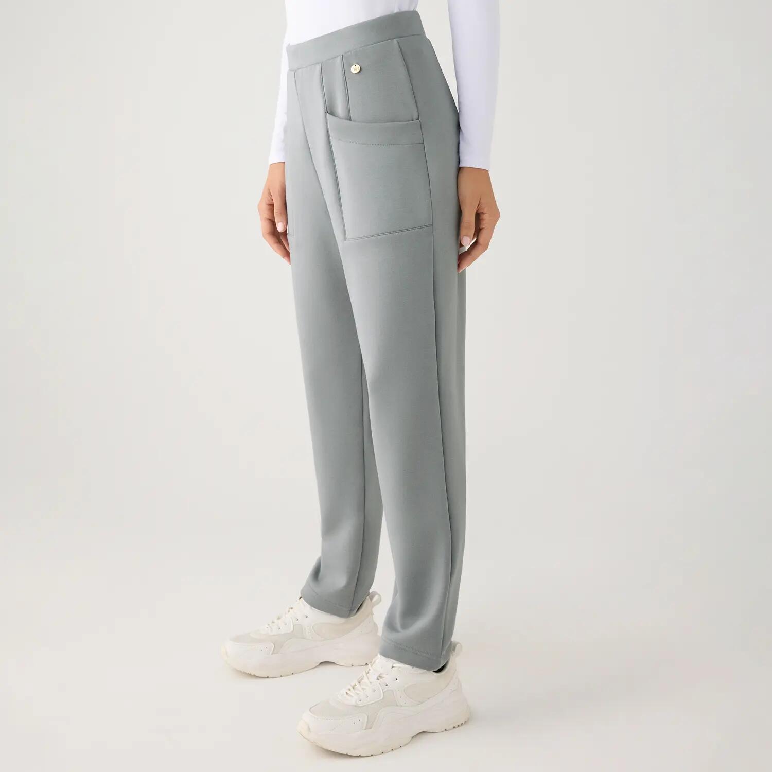 Pantalon en polaire slim taille haute avec poches, bleu 7/7