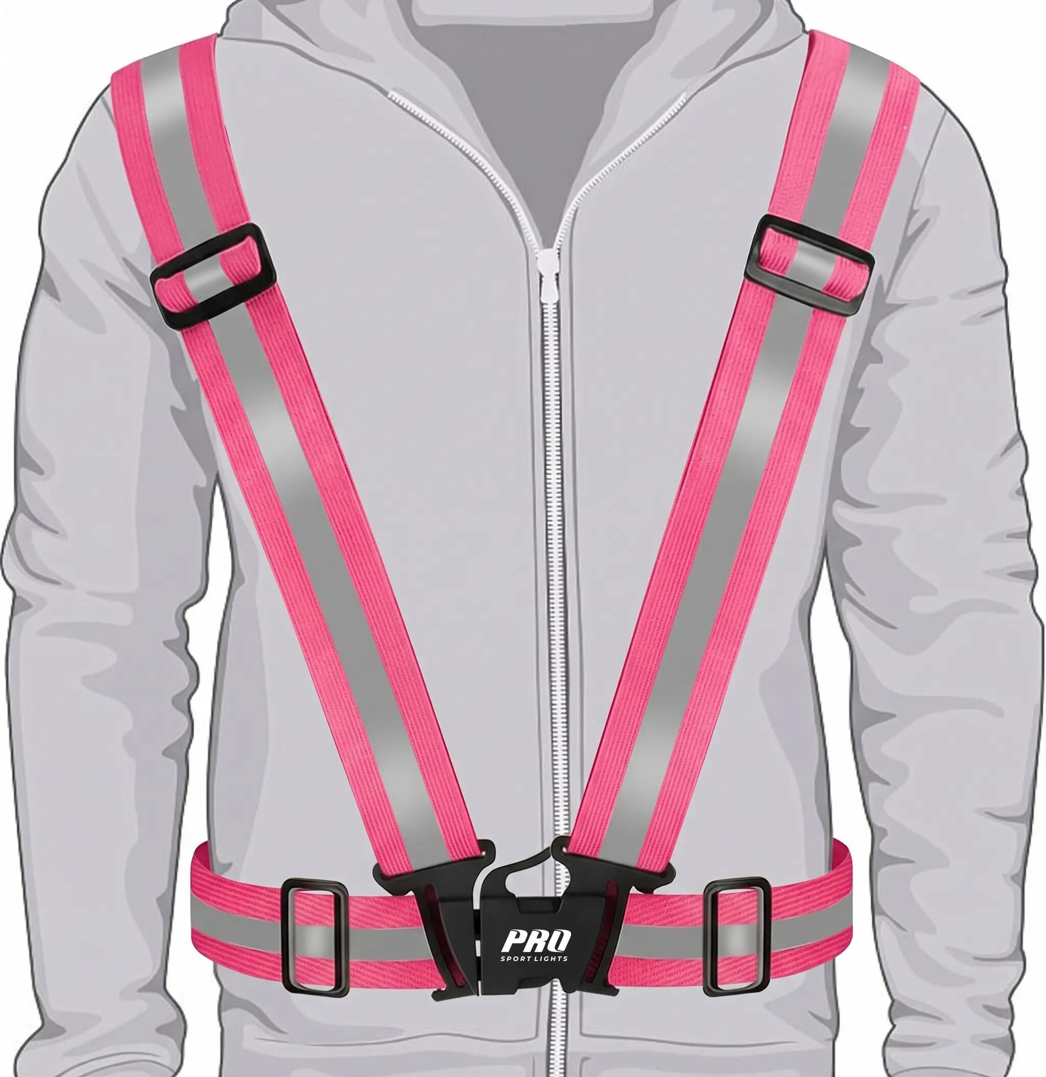 Gilet de course à pied réfléchissant vélo taille unique, rose 4/7