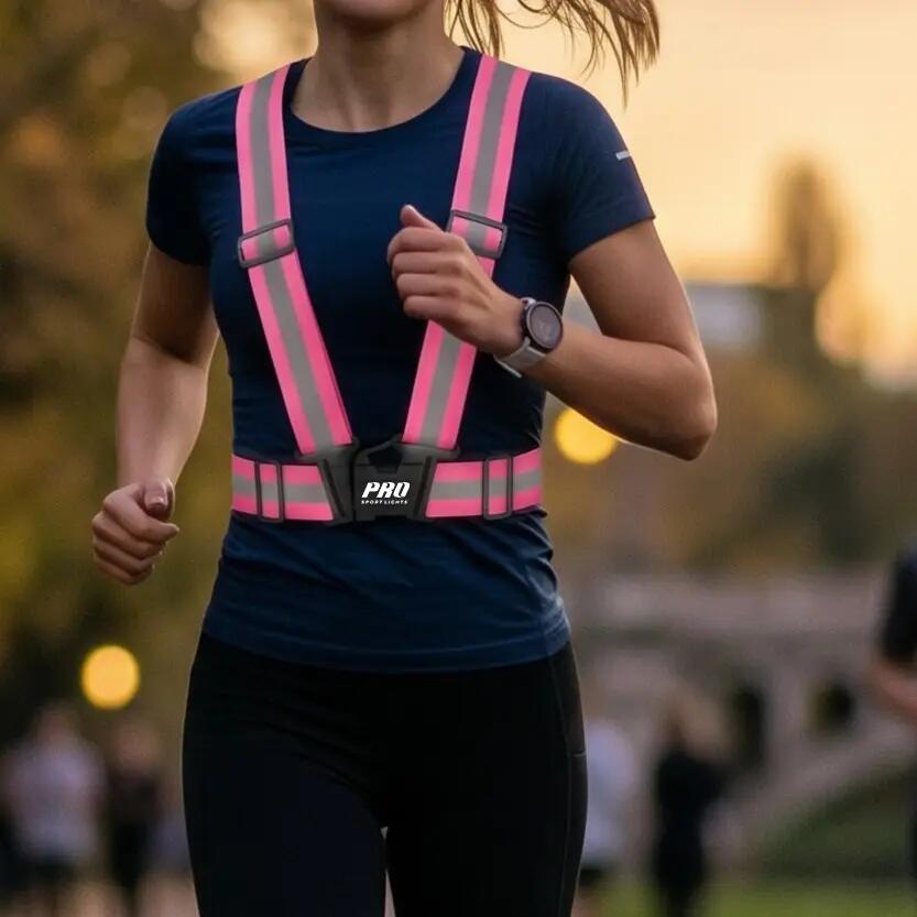 Gilet de course à pied réfléchissant vélo taille unique, rose 2/7
