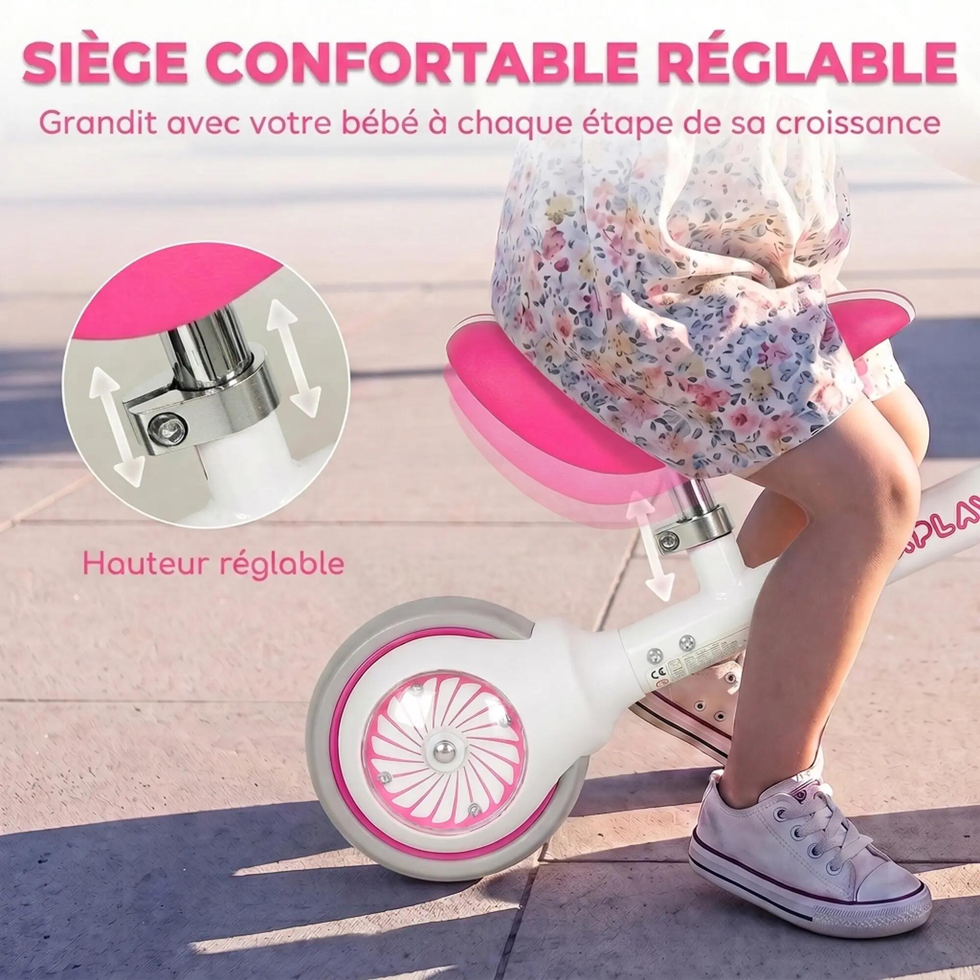 Draisienne enfant 3 roues roue AR lumineuse réglable 5/5