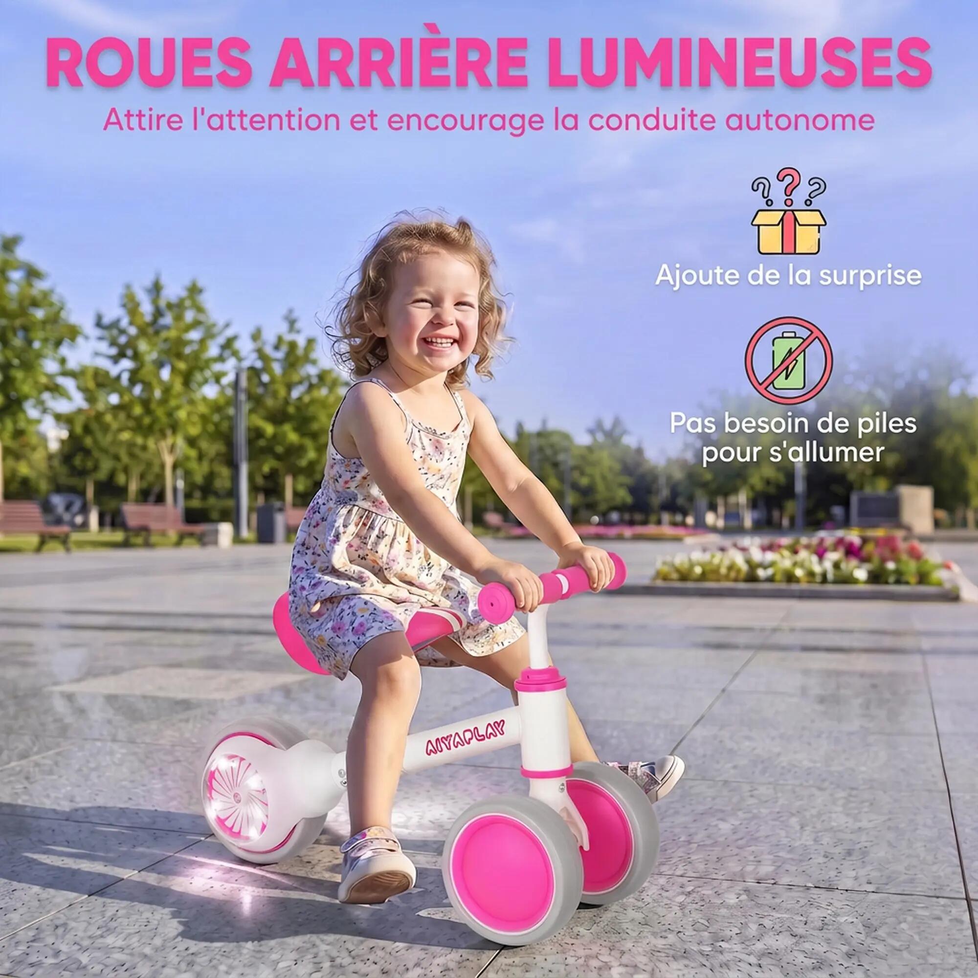 Draisienne enfant 3 roues roue AR lumineuse réglable 4/5