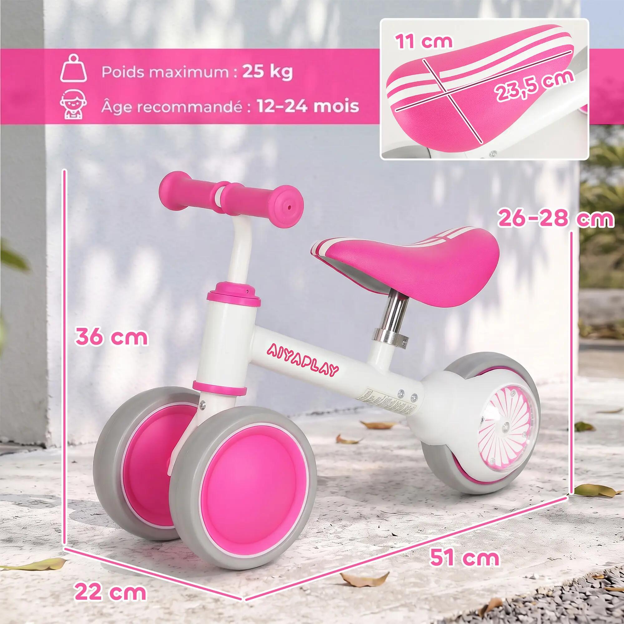 Draisienne enfant 3 roues roue AR lumineuse réglable 3/5
