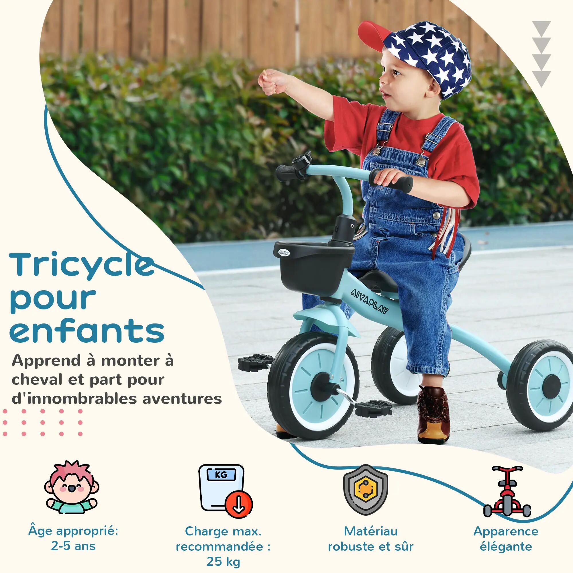 Tricycle enfant multi-équipé siège réglable métal 4/5