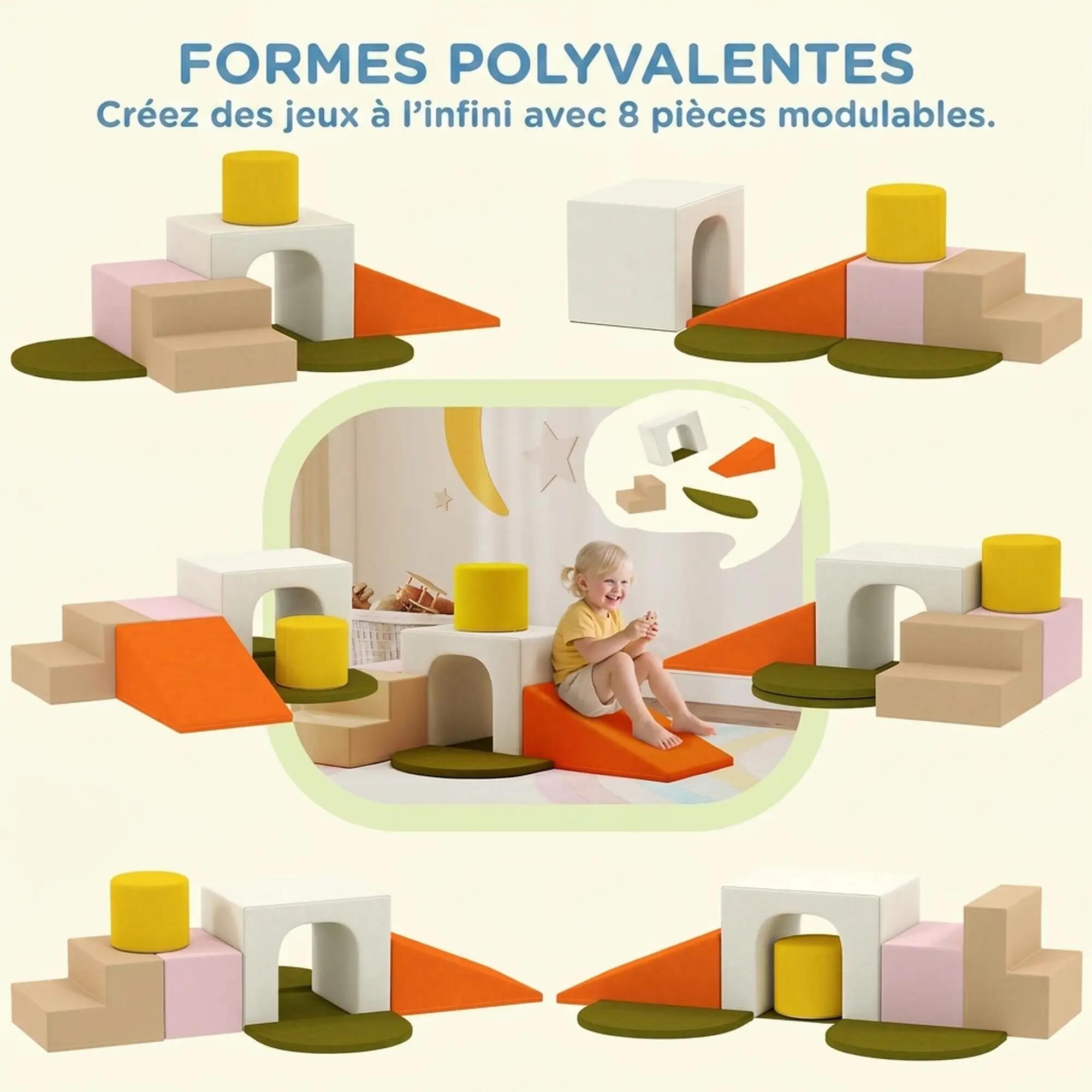 Parcours motricité bébé 8 pièces mousse tissu 5/5