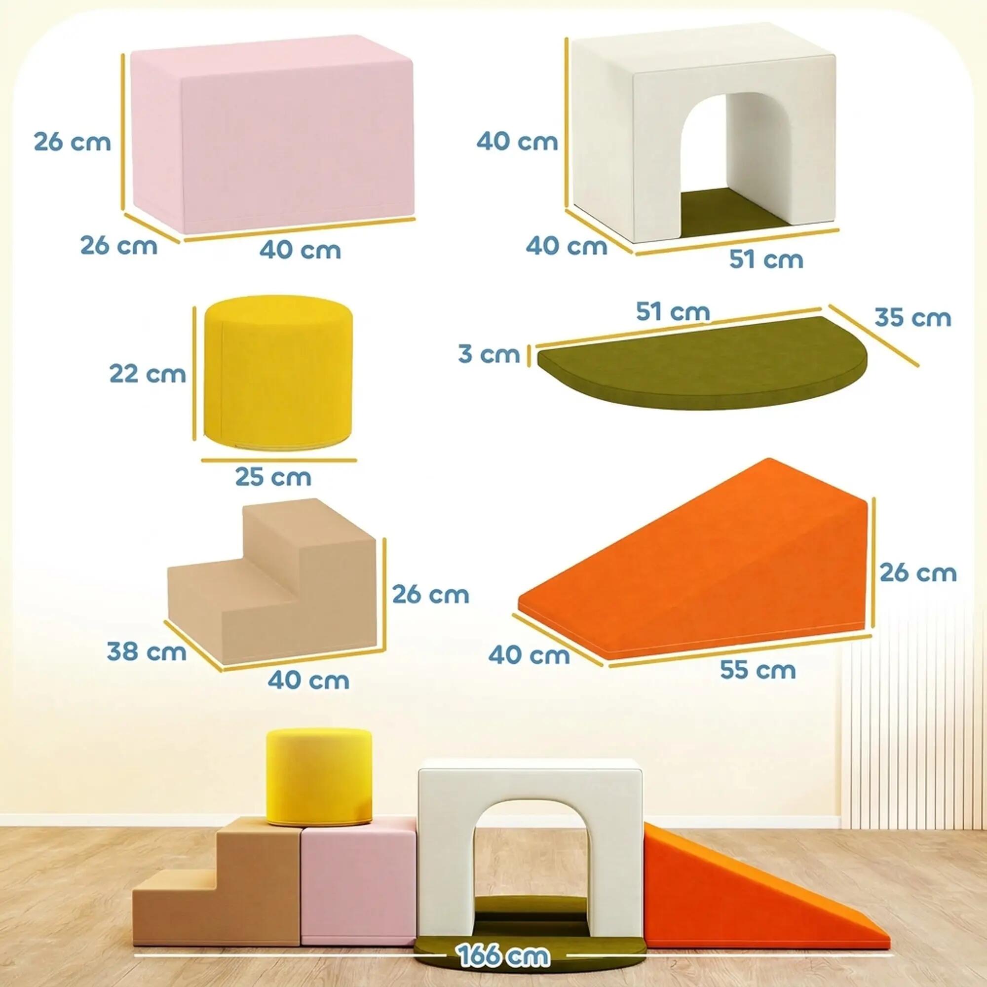 Parcours motricité bébé 8 pièces mousse tissu 3/5