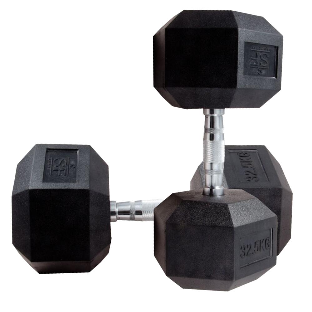 Haltère Hexagonale 35 Lb (16 Kg) CAP Caoutchouc - Idéale Muscu Et Crossfit
