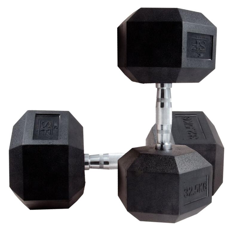 Hexagonale rubberen dumbbell (individueel) - 275 kg