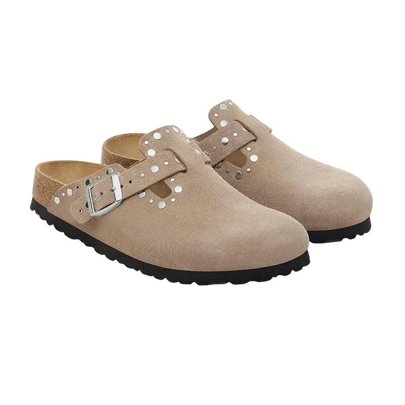 Zuecos Birkenstock Boston Rivets Leve Suede Estrechos para Mujer 4/6