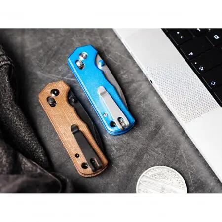 EDC-Taschenmesser - Droppoint-Klinge, Crossbar Lock - Rockstub - braunes Micarta 4/5