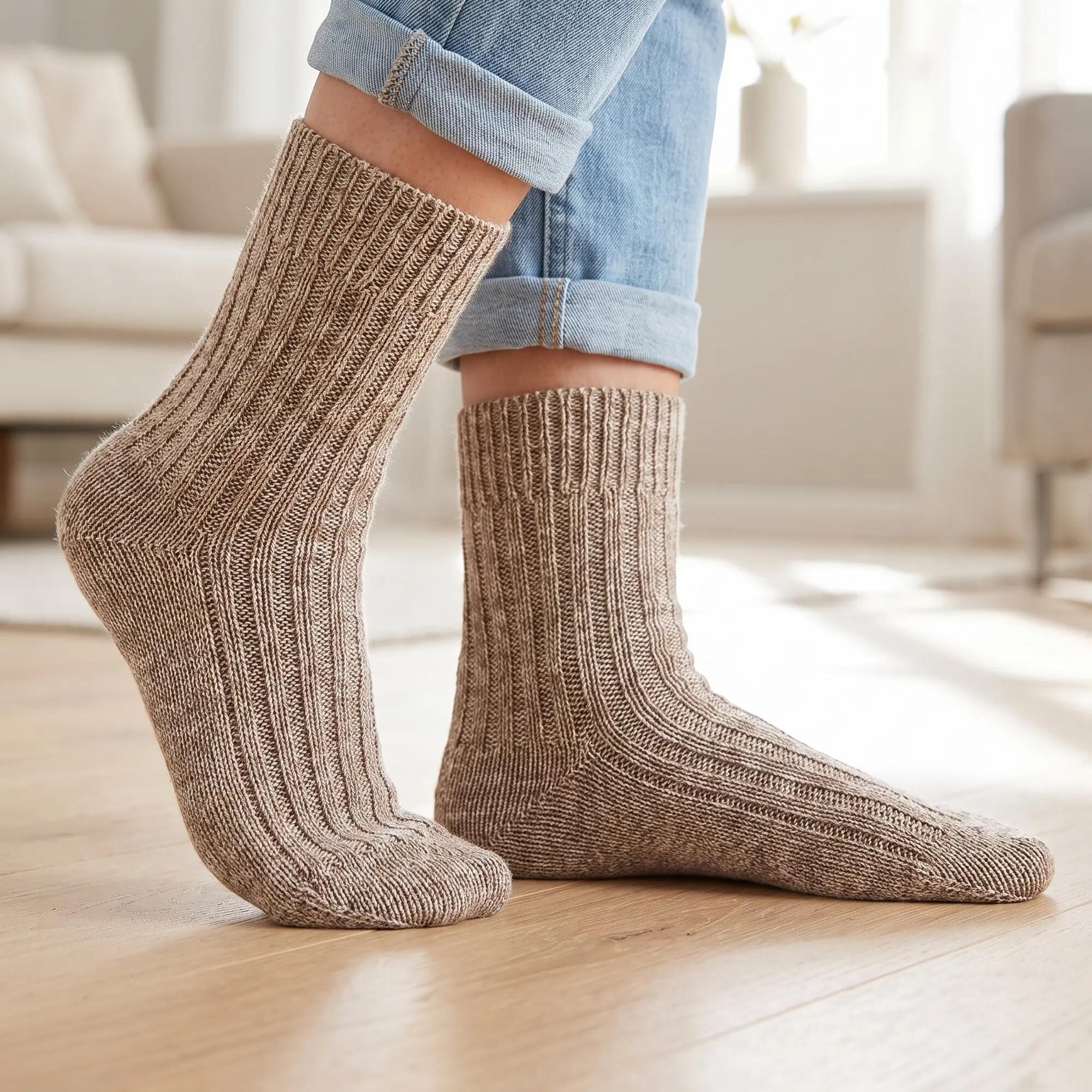 Damen Herren Freizeit Baumwollsocken ohne Gummibund 100% Baumwolle dick 6 Paar 4/6