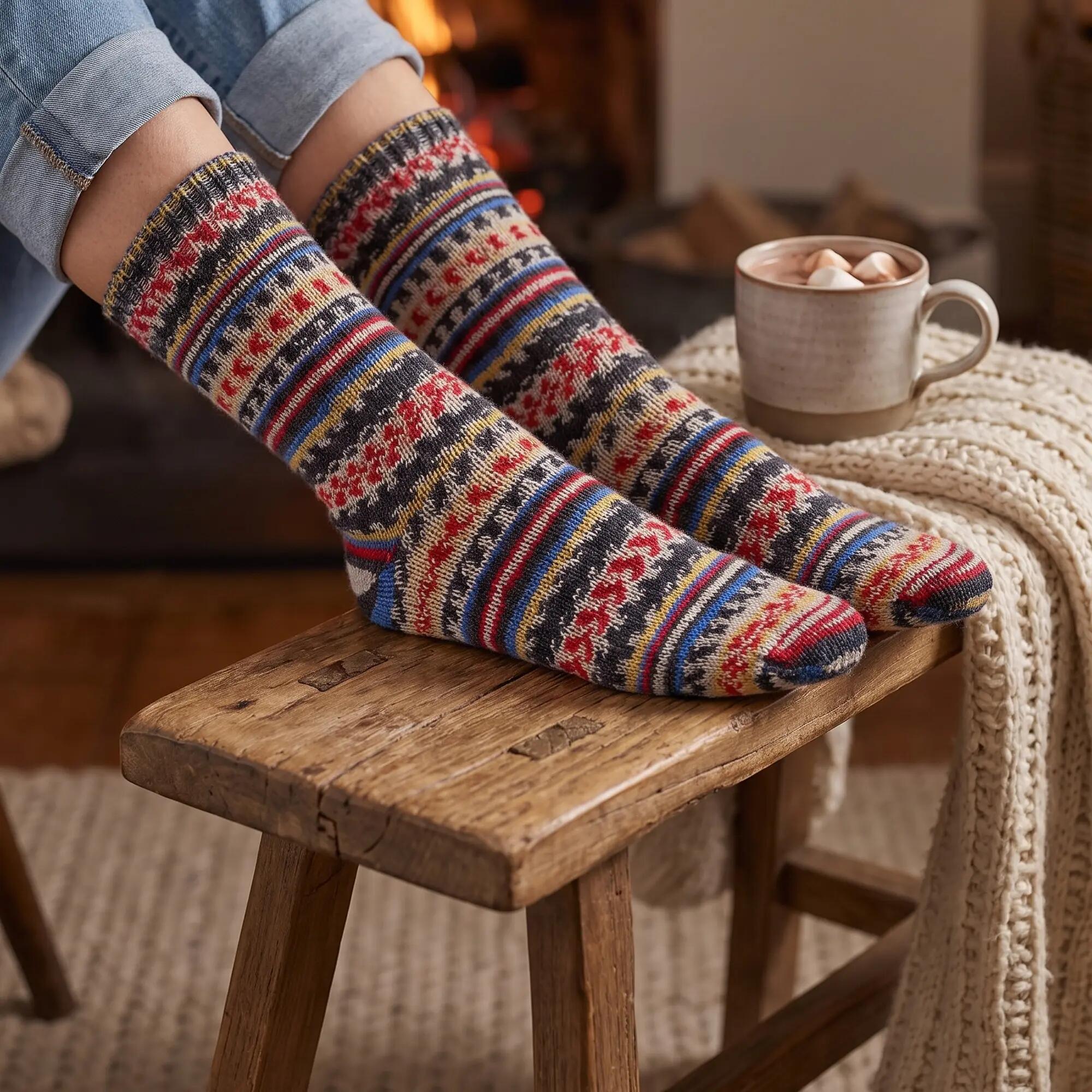 Damen Herren Winterwandern Wollsocken wie handgestrickt, 70 % Wolle, 2 Paar 4/6