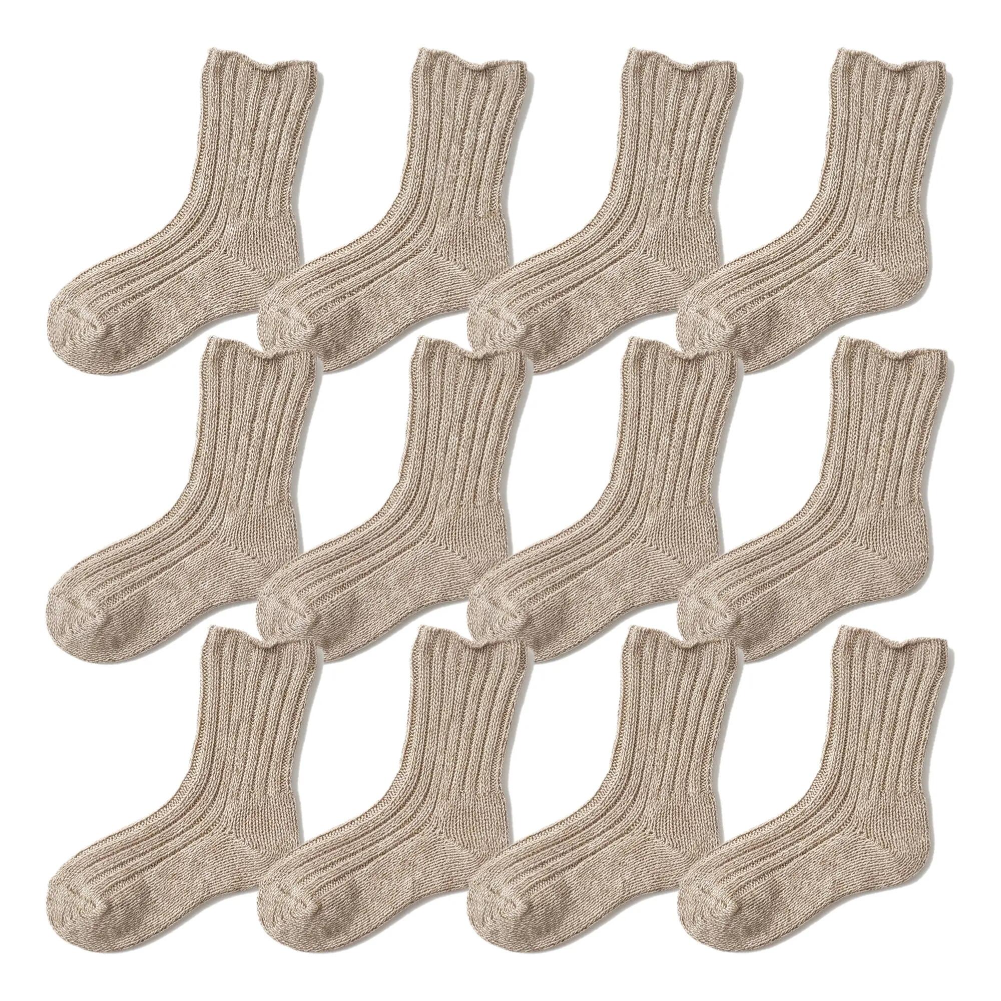 Damen Herren Freizeit Baumwollsocken ohne Gummibund 100% Baumwolle dick 6 Paar 2/6
