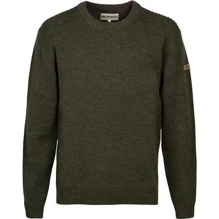 Herren - Jagdpullover - Rundhals, Wollmischung - Islande, khaki 1/1