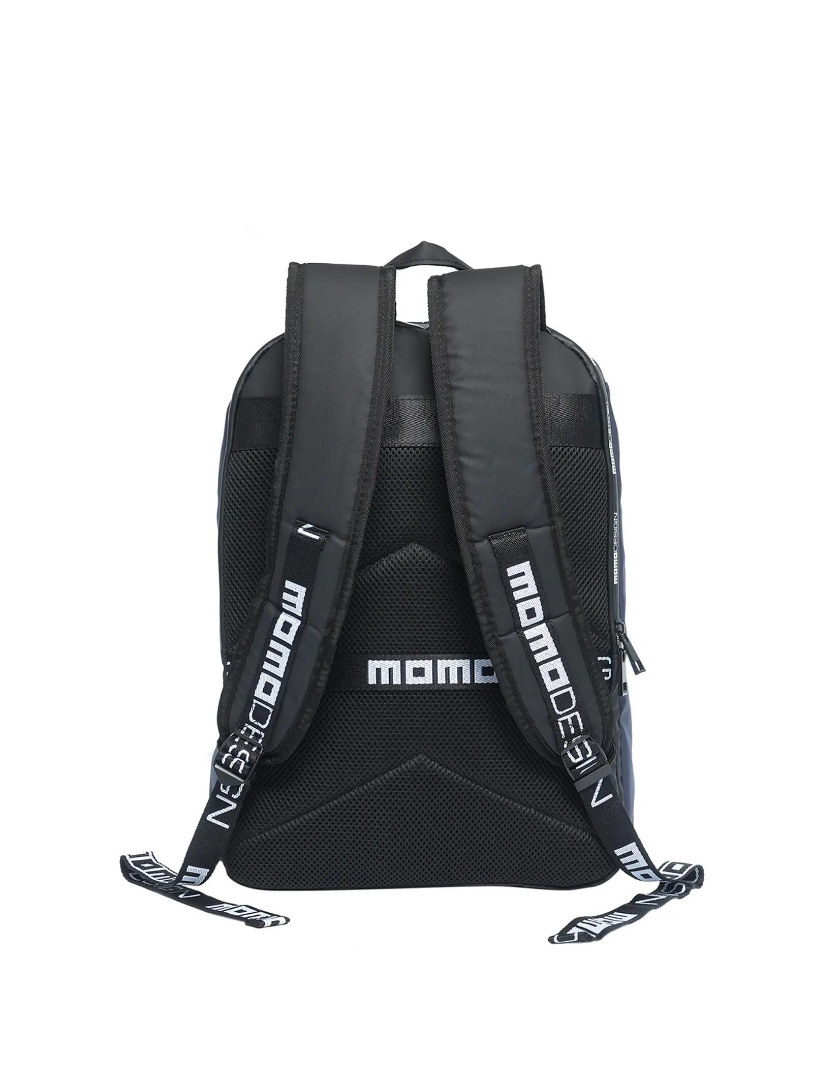 Mochila Momo Design hombre nylon ecopiel negro azul cremallera 3/3
