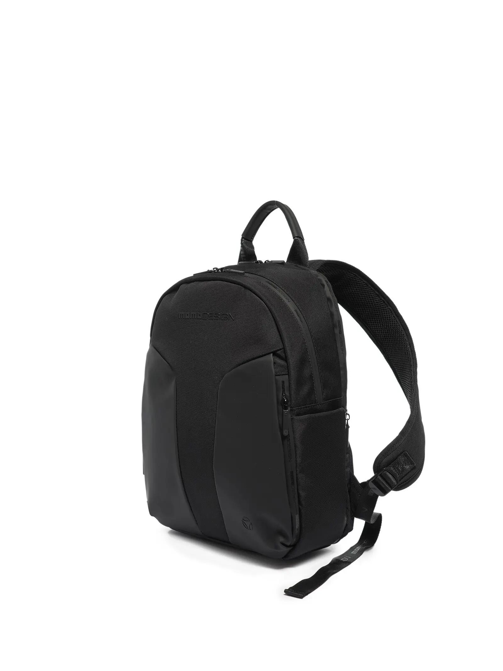 Herrenrucksack Momo Design Nylon Kunstleder Schwarz - Casual 2/3