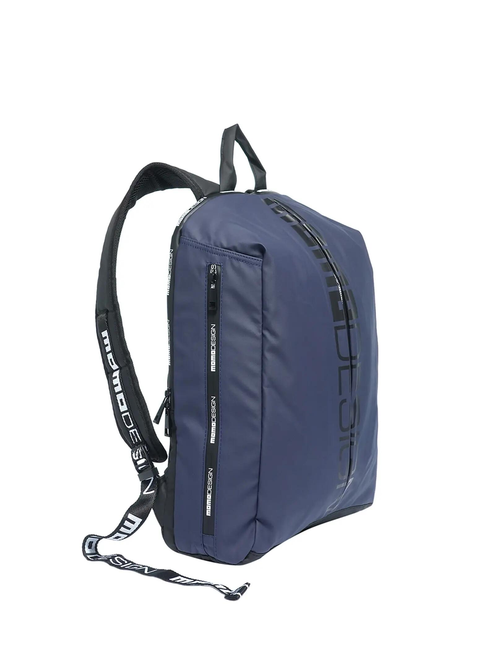 Mochila Momo Design hombre nylon ecopiel negro azul cremallera 2/3