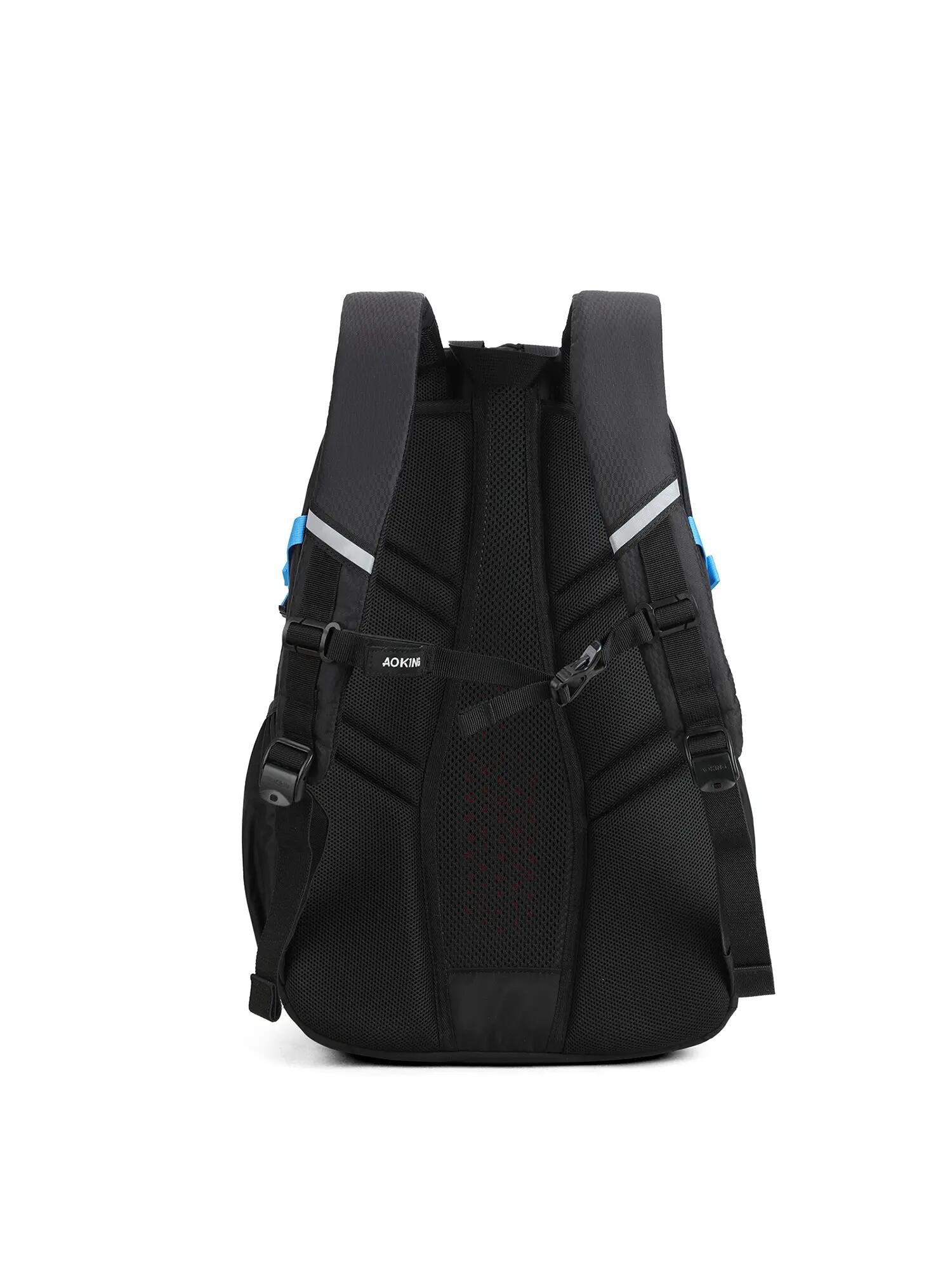 Aoking Unisex Batoh Černý Modrý - Polyester se Zipem a Kapsami 4/6