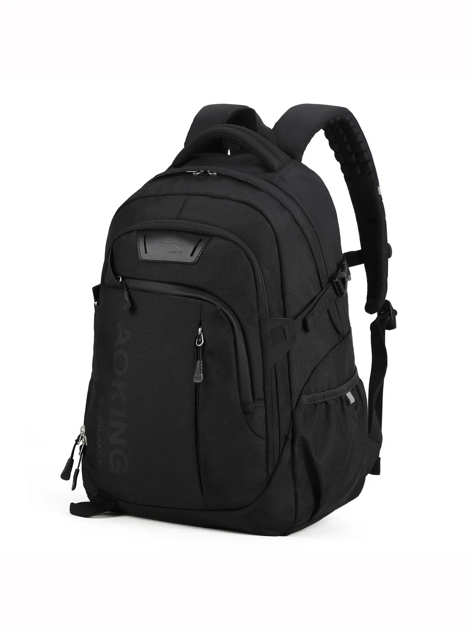 Sac à Dos Aoking Unisexe Noir avec Fermeture Éclair - Polyester Casual 2/6