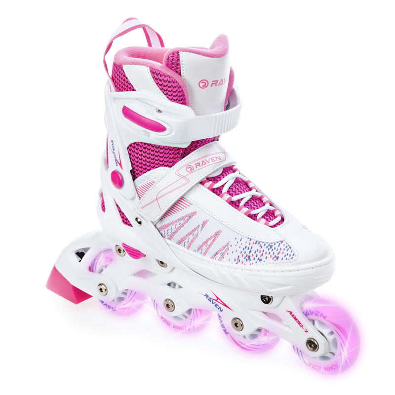 Verstellbare Roller Blades mit leuchtenden LED-Rädern Grace Weiß/Pink