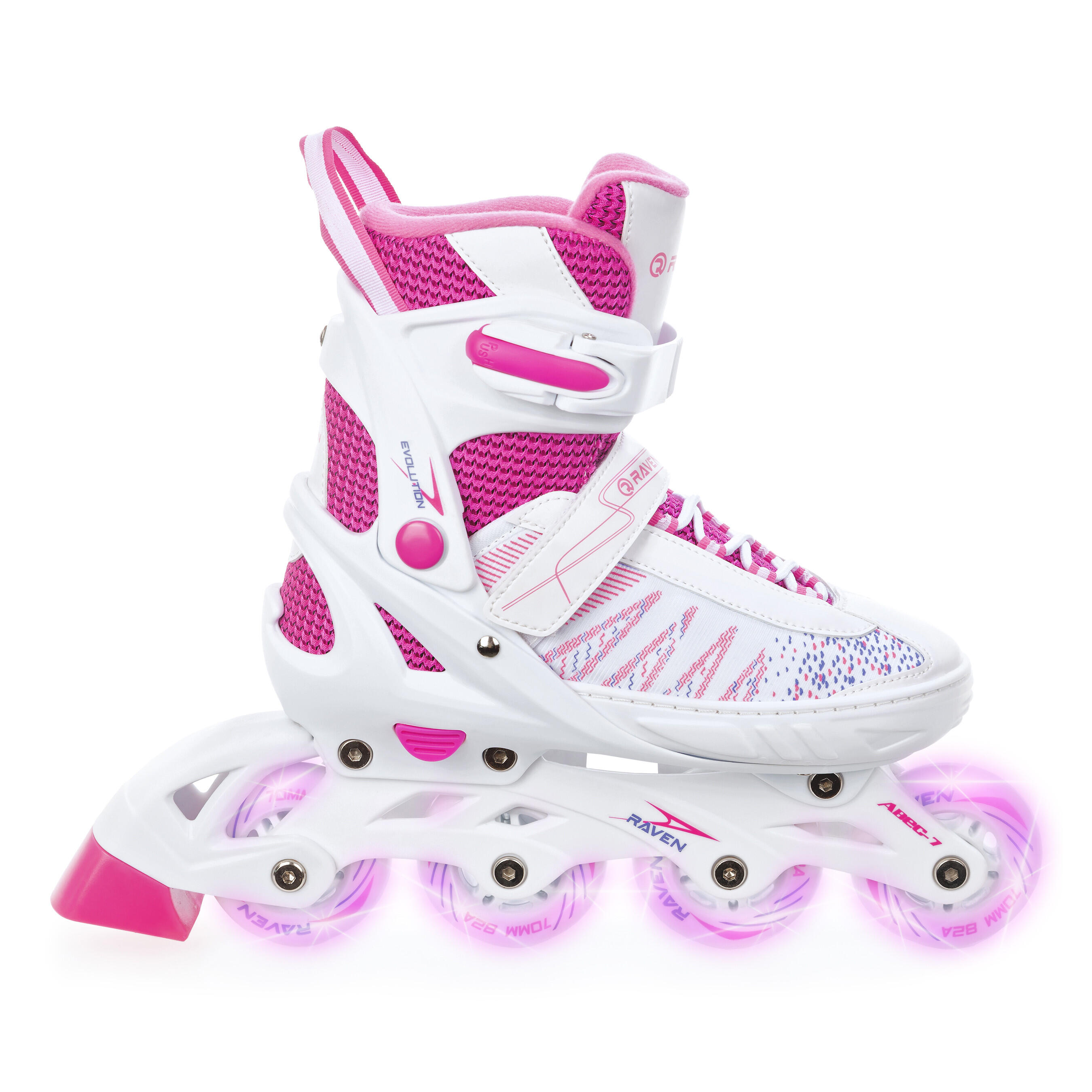 Pattini a rotelle regolabili 2in1 Grace Bianco/Rosa Ruote a LED 2/7