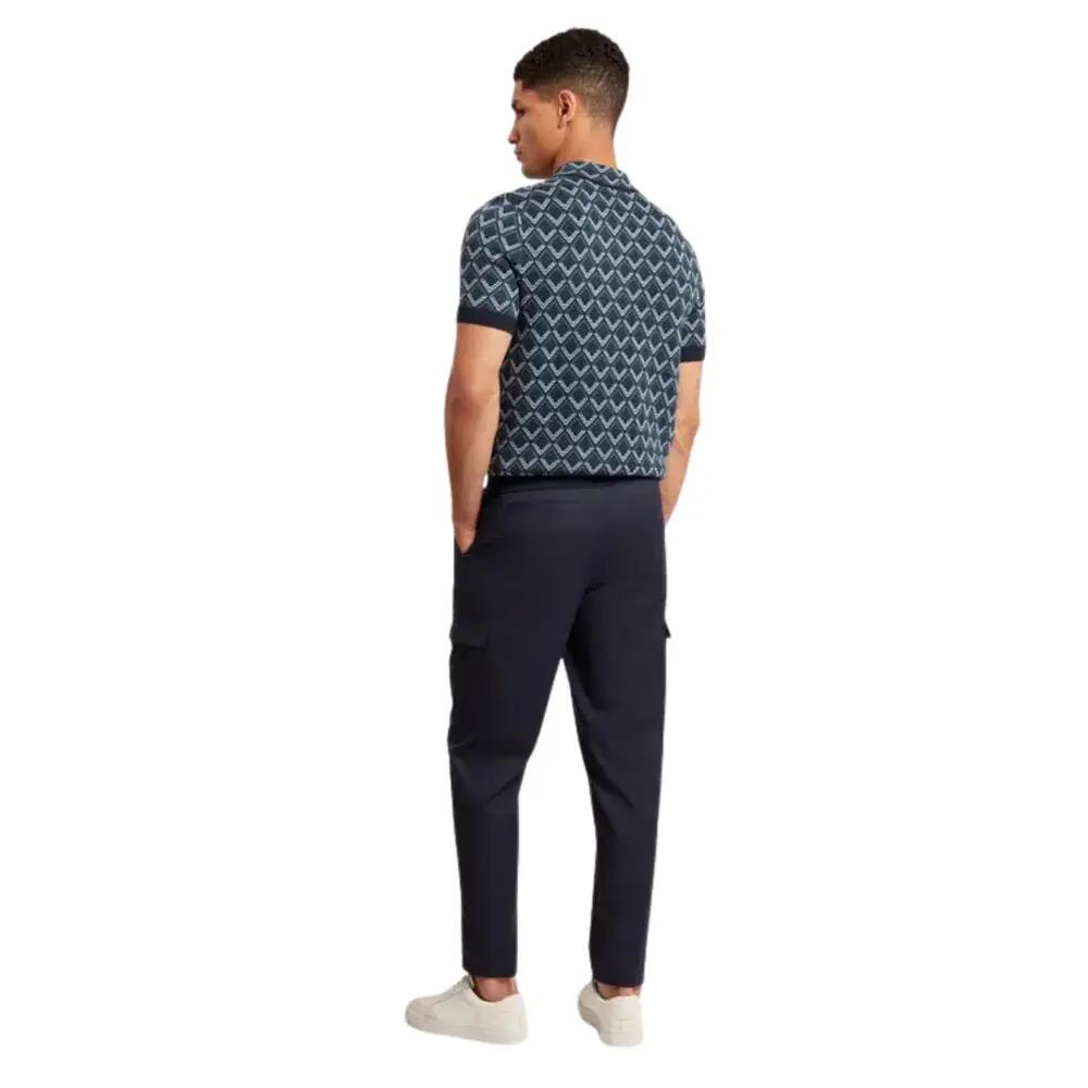Maglietta Polo Geometrica Jacquard Maniche Corte Uomo Ted Baker Blu Navy 5/6