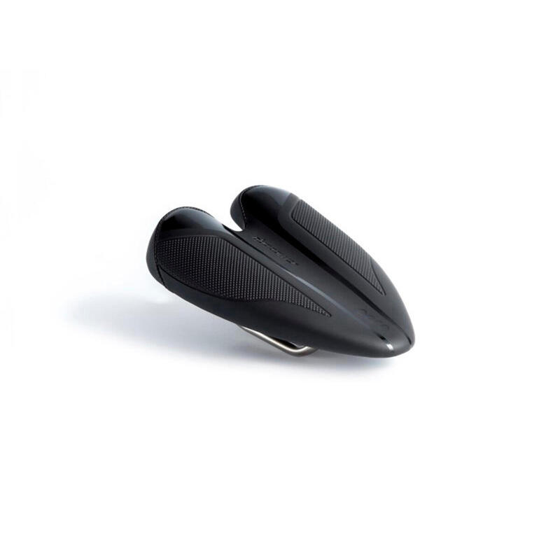 Selle de vélo fabriquée à la main Duopower Aero - Chrome - Largeur 132mm noir