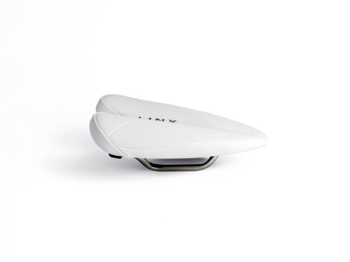 Handgemaakt fietszadel Duopower Linx - Chroom - Breedte 132mm wit 2/3