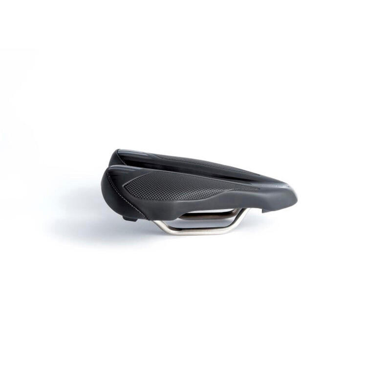 Selle de vélo fabriquée à la main Duopower Boira + - Chrome - 132mm noir