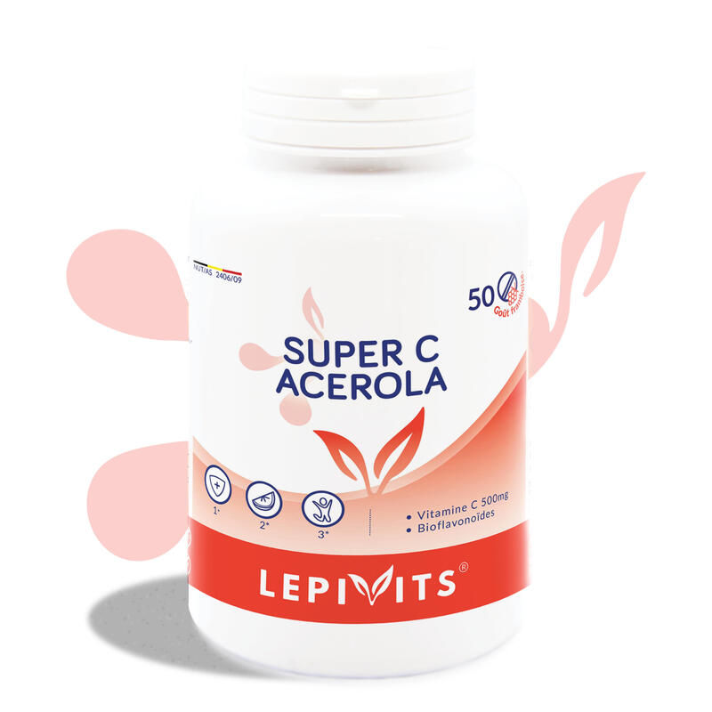 SUPER C ACEROLA - IMMUUNSYSTEEM EN ENERGIE - 50 KAUWTABLETTEN