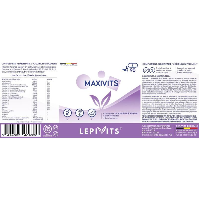 Maxivits - Complexe de multivitamines et minéraux