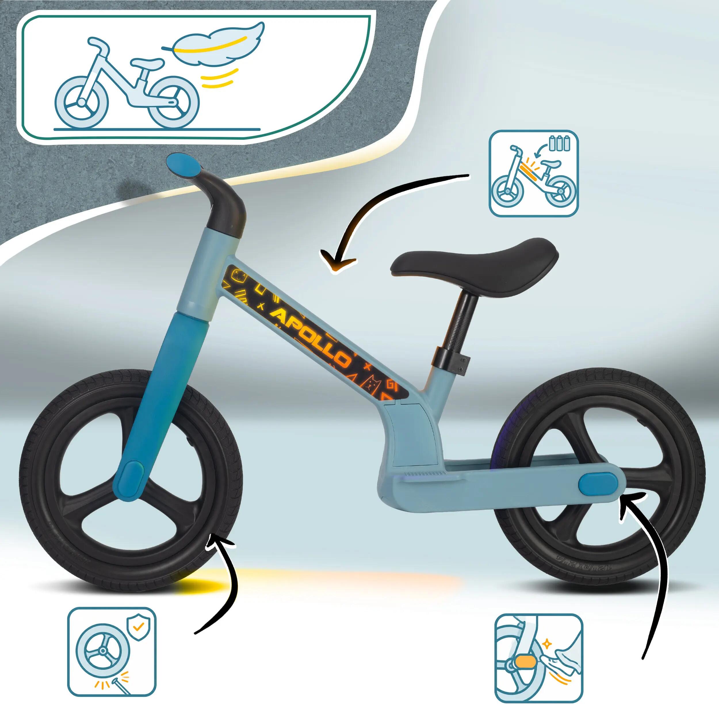 Loopfiets Kinderen Trailbuddy LED 12 inch vanaf 2 jaar Blauw 4/7
