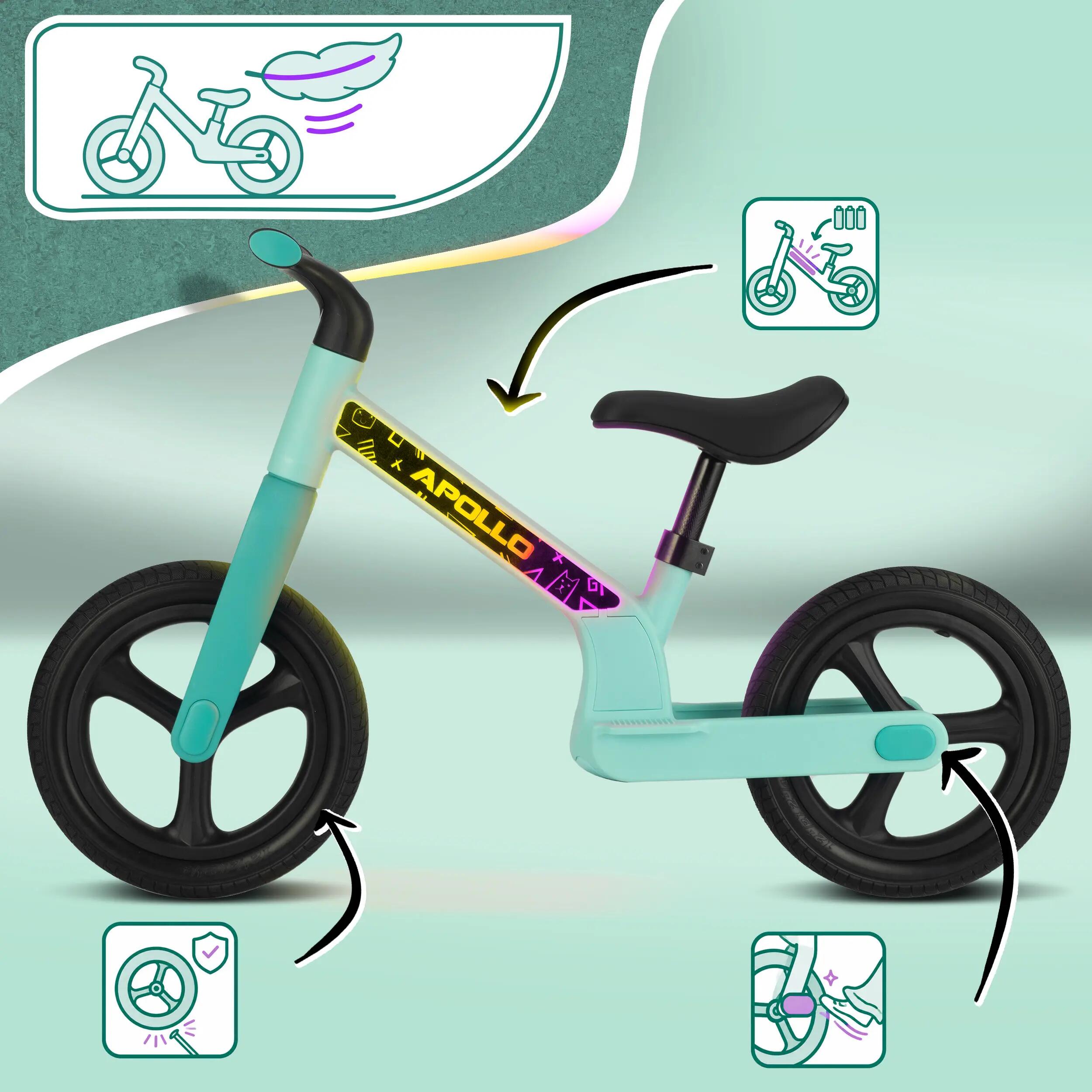 Loopfiets Kinderen Trailbuddy LED 12 inch vanaf 2 jaar Mint 4/7
