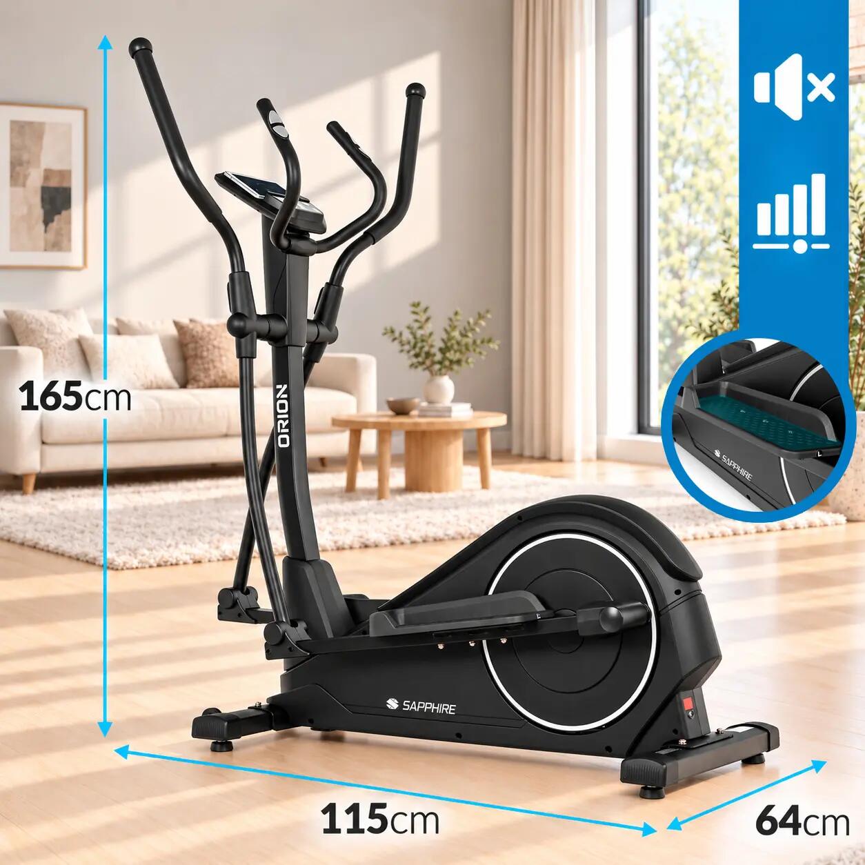 Trenażer eliptyczny elektromagnetyczny Sapphire SG-550E Orion programy koło12kg 4/12