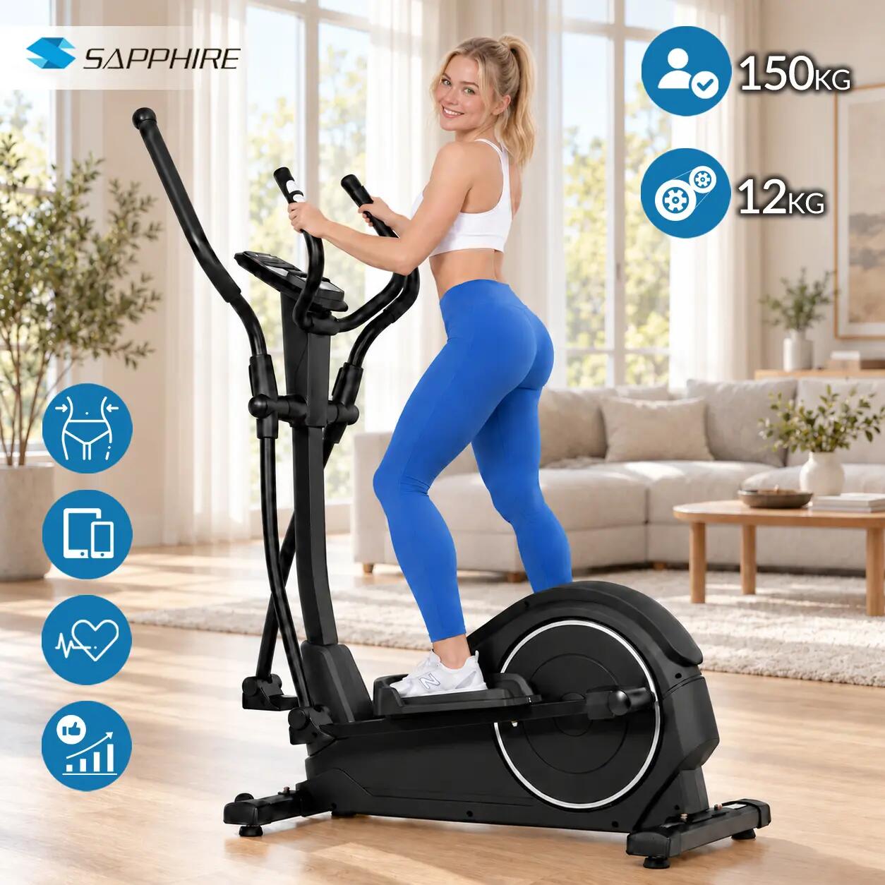 Trenażer eliptyczny elektromagnetyczny Sapphire SG-550E Orion programy koło12kg 3/12