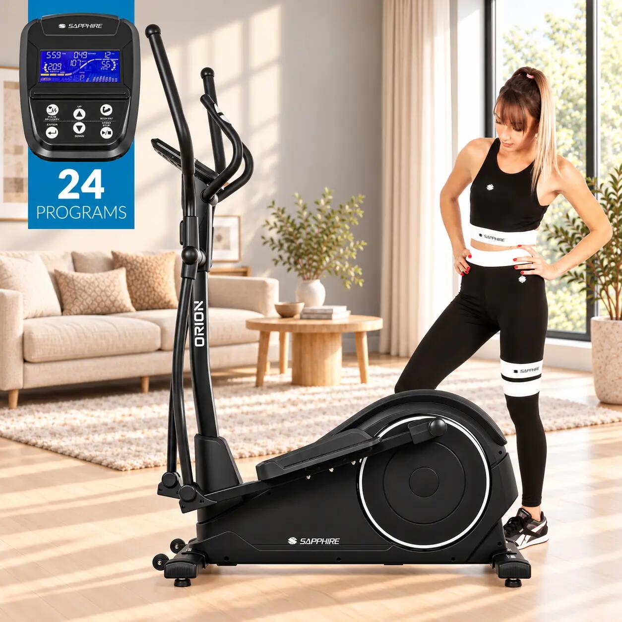 Trenażer eliptyczny elektromagnetyczny Sapphire SG-550E Orion programy koło12kg 2/12