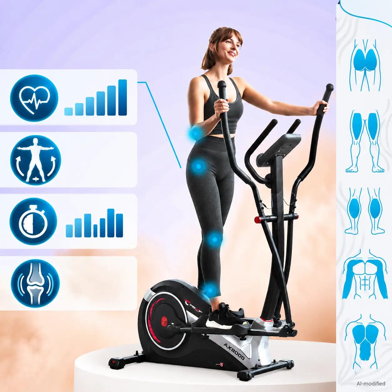 Crosstrainer tot 150 kg - Bluetooth - LCD - 24 standen - stil - AX 8000 3/7
