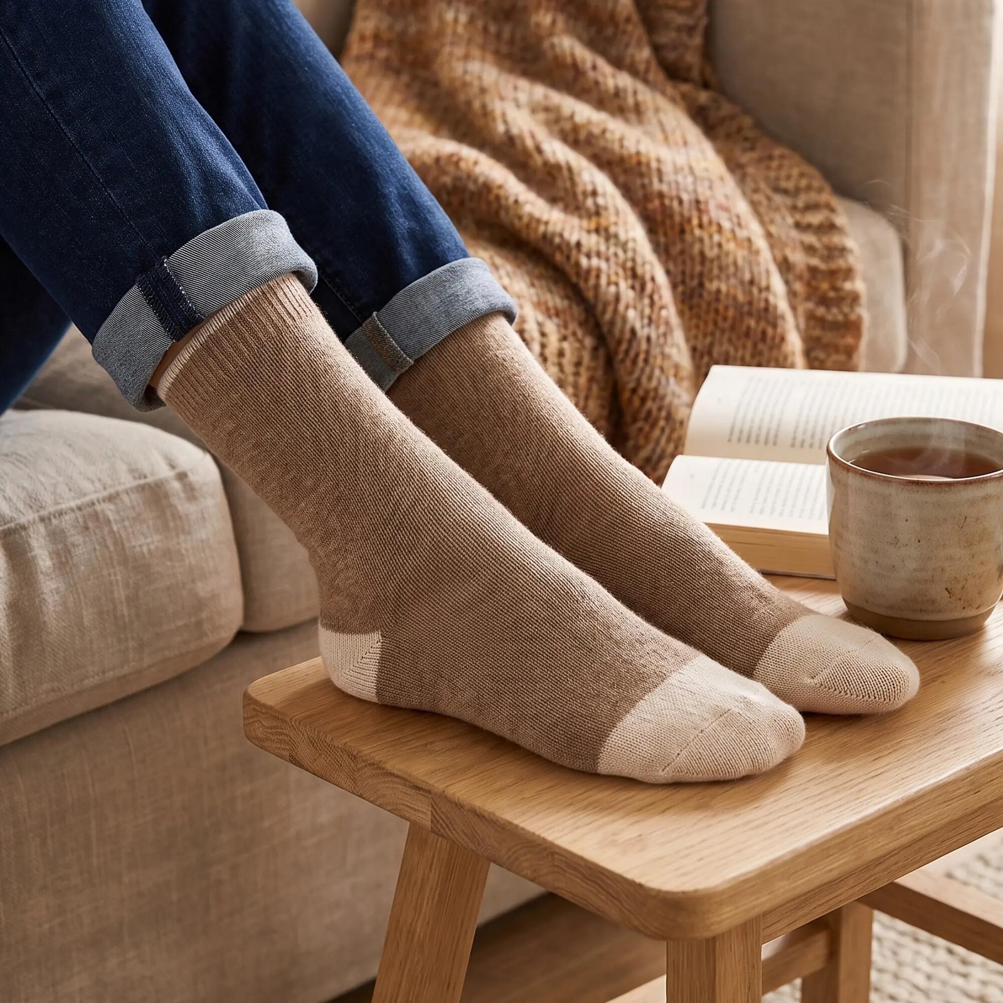 Damen Herren Freizeit Wollsocken mit Kaschmirwolle 4 Paar warme Wintersocken 5/8