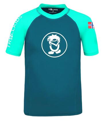Kinder T-Shirt Kvalvika Dunkel-Minzgrün/Petrol