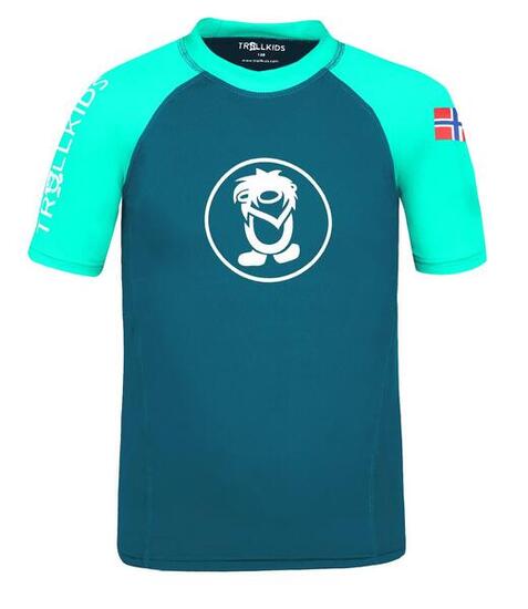 Kinder T-Shirt Kvalvika Dunkel-Minzgrün/Petrol