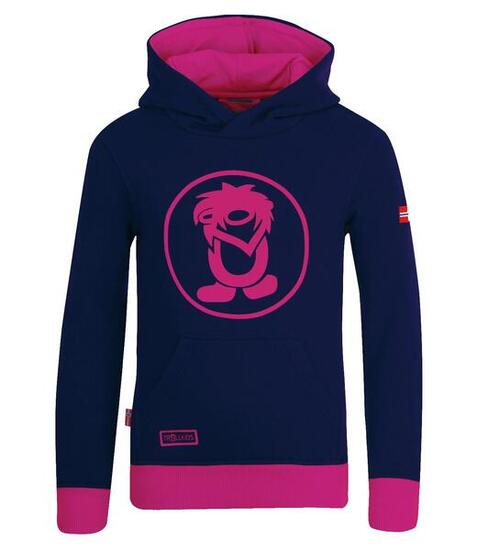 Kinder Hoodie Pullover Troll Marineblau / Pink